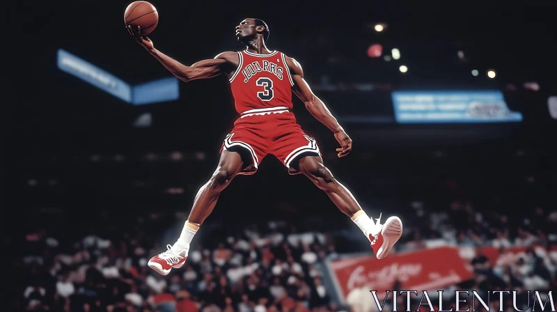 AI ART A basketball player in a red jersey