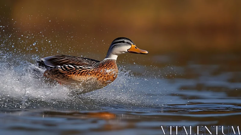 Dynamic Duck on Water Surface AI Image