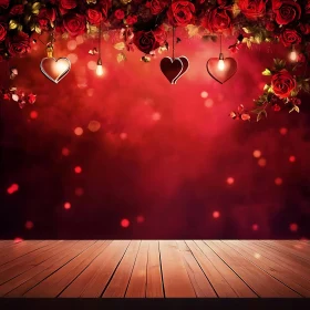 Floral Heart Lights on Wooden Surface