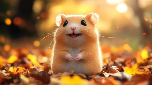 Joyful Hamster in a Leafy Scenery