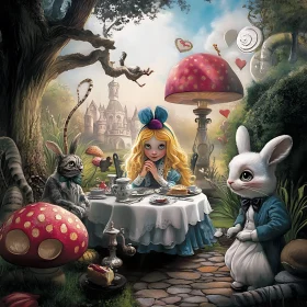 Wonderland Tea Party with Alice and Rabbits