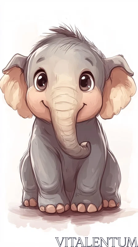 Cute Baby Elephant Art AI Image