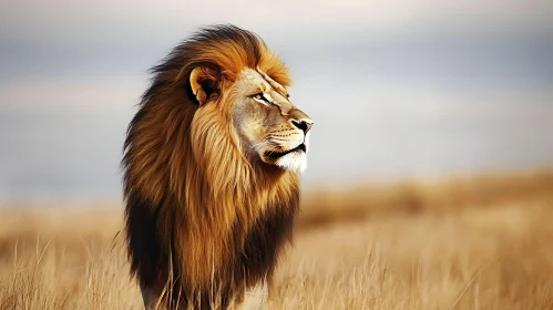 Lion in Golden Field