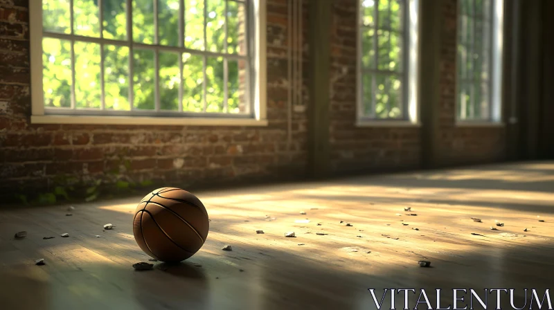 Indoor Basketball Scene with Natural Light AI Image