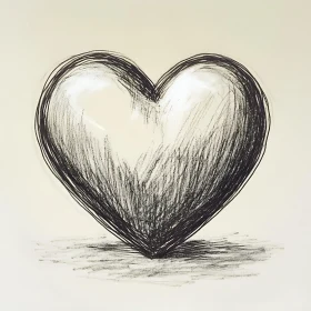 Charcoal Heart Drawing on Paper