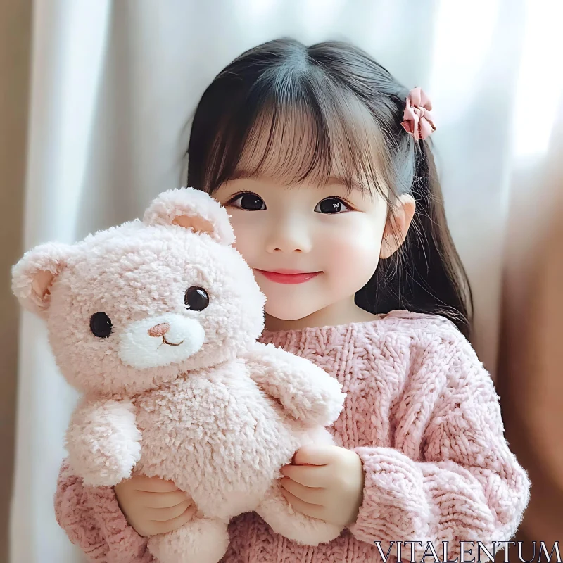 AI ART Portrait of Child with Plush Toy