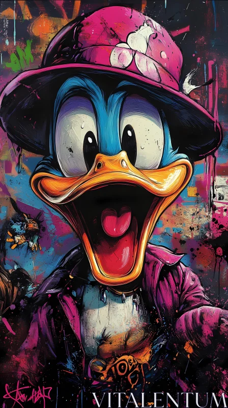 Colorful Duck Graffiti AI Image