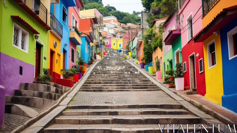 Captivating Terraced Cityscape: Colourful Staircase Leading to House in Rio de Janeiro AI Image