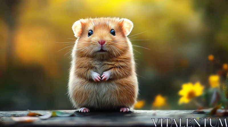 AI ART Cute Hamster with Flowers