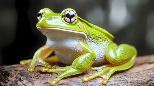 Green Frog Perched Close-Up