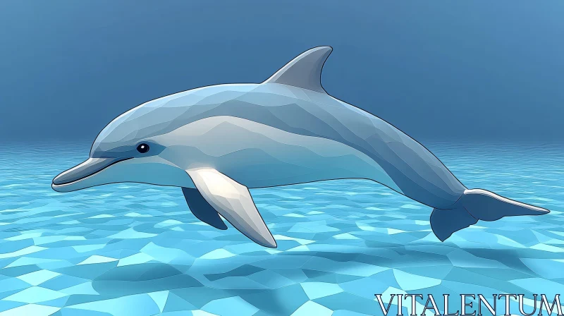 Dolphin Swimming in Blue Ocean AI Image