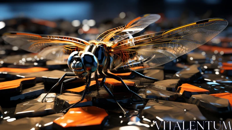 Electric Dragonfly: A Surrealistic 3D Journey in Realism AI Image