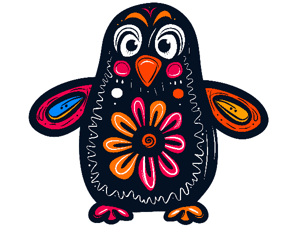 Colorful Penguin Art for Apparel POD Design