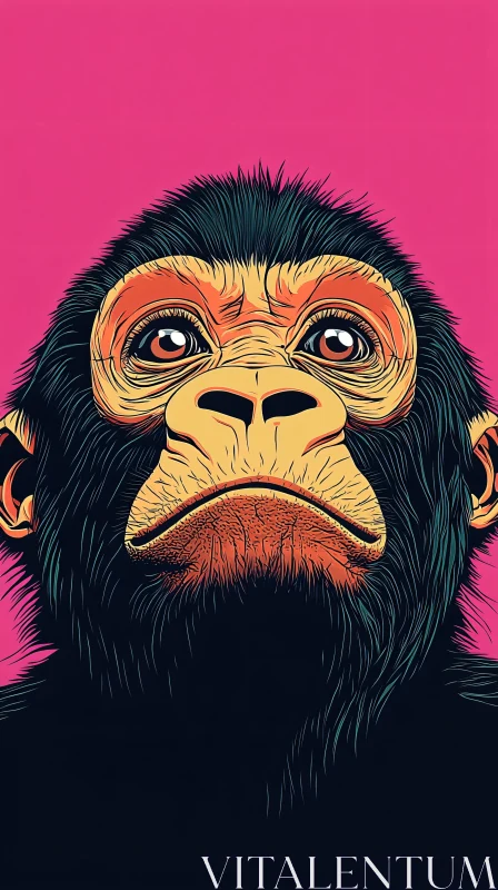 Vibrant Monkey Pop Art Portrait AI Image