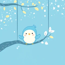 Cartoon Bird on a Branch