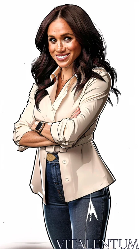 AI ART Meghan Markle Illustrated Art Portrait