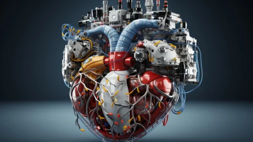 Intricate Mechanical Human Heart | Playful and Colorful Artwork