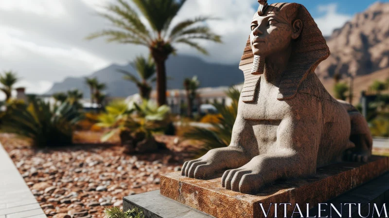 Majestic Egyptian Sphinx Statue - Stone Lion Sculpture AI Image