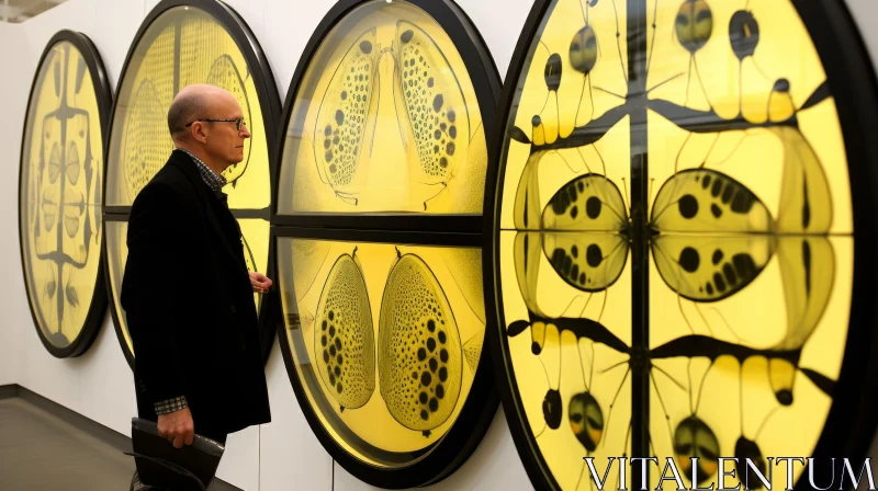 AI ART Yellow Circular Wall Art: An Intricate Display of Insect-Inspired Beauty