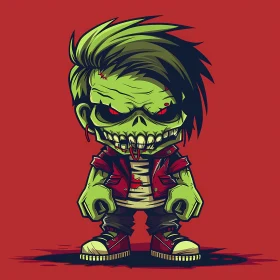 Zombie Boy Cartoon Illustration for Halloween or Horror Themes