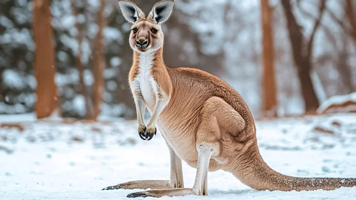 Kangaroo in Winter Landscape