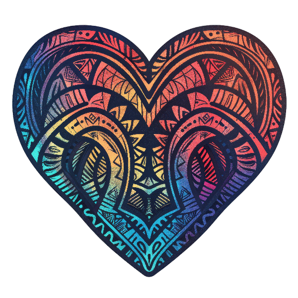 POD Design Colorful Tribal Heart Art