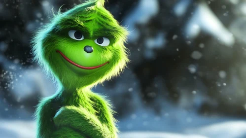 Green Grinch Close-Up: Mischief and Merriment