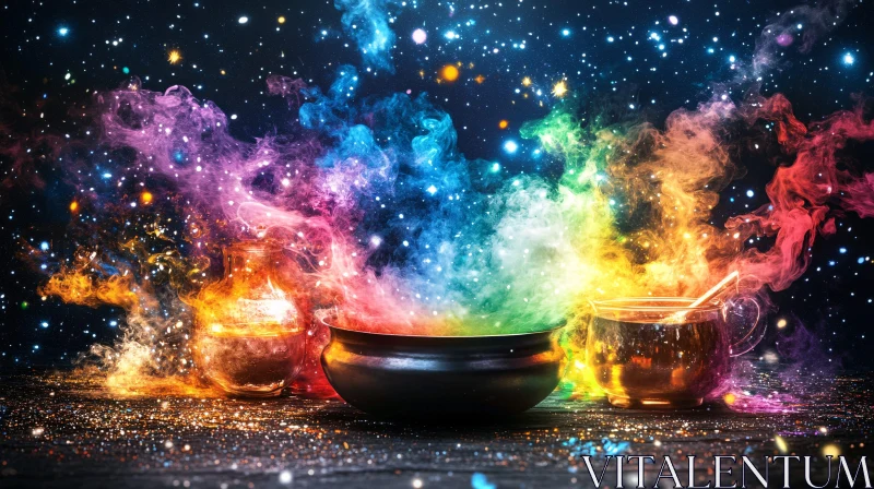 AI ART Mystical Vessels and Colorful Smoke