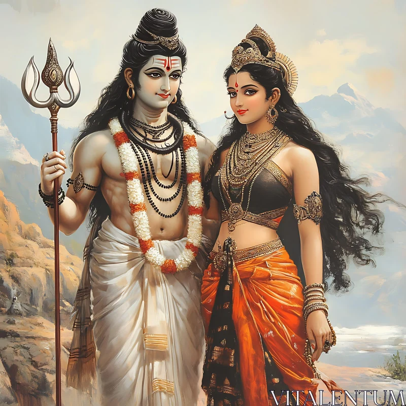 Hindu Gods: Shiva and Parvati AI Image