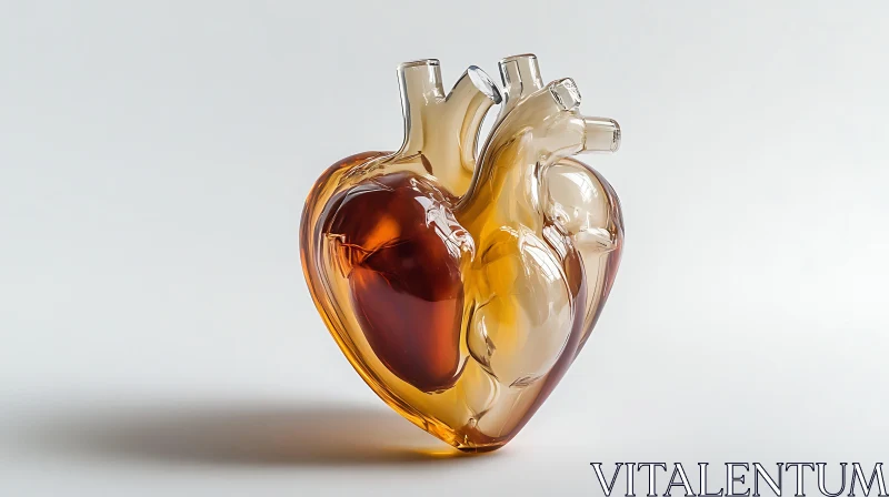 AI ART Anatomical Glass Heart with Liquid