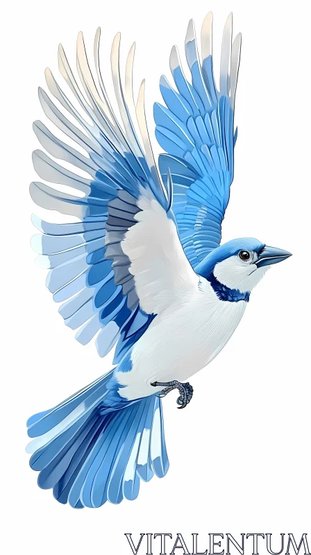 Graceful Blue Jay Illustration AI Image