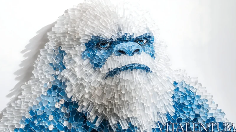 Abominable Snowman in Glass Art AI Image