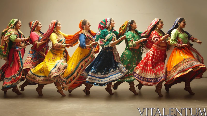 Women Dancing in Traditional Indian Clothing AI Image