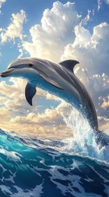 Joyful Dolphin in Ocean