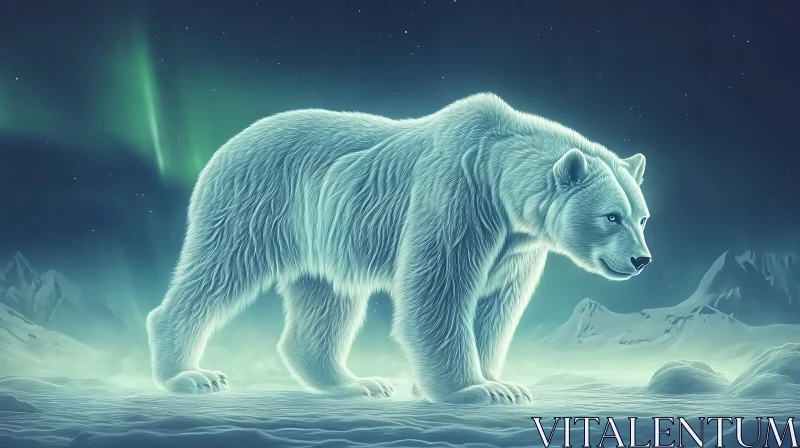 AI ART Arctic Bear with Aurora