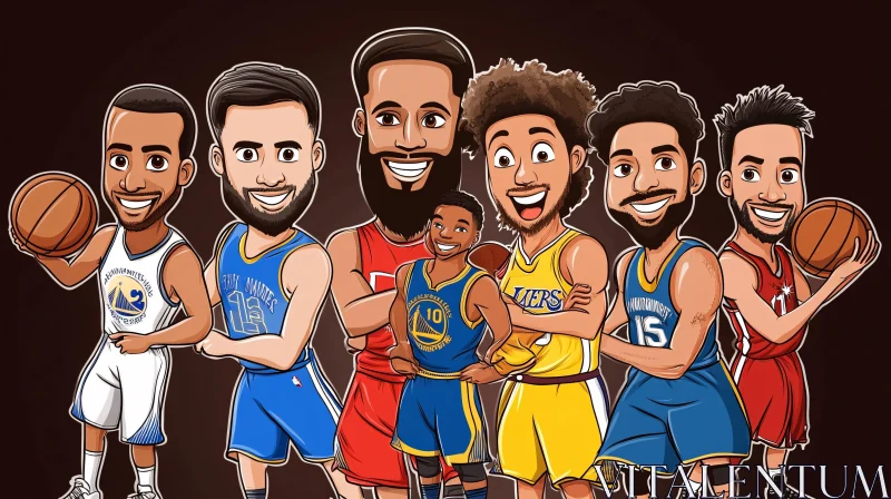 Cartoon Basketball Team AI Image