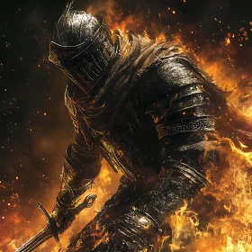 Armored Warrior in Flames