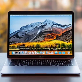 Laptop with Mountain Wallpaper