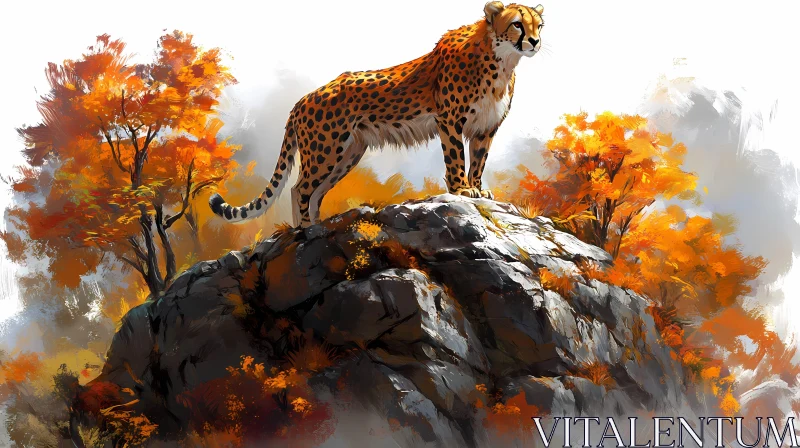 Autumn Cheetah Painting AI Image