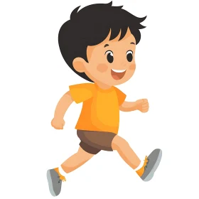 Cartoon Boy Running with a Smile