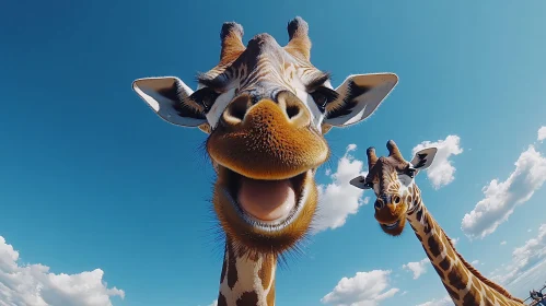 Humorous Giraffe Portrait in Nature