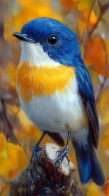 Blue and Orange Bird on a Branch