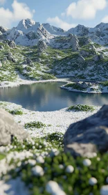 Peaceful Snow-Capped Mountain Lake