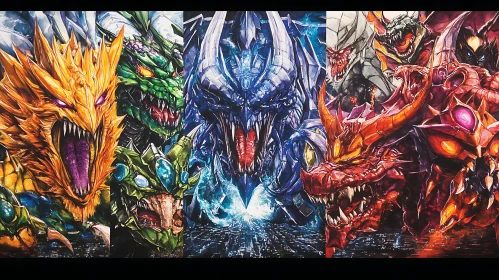 Colorful Dragons: A Menacing Assembly