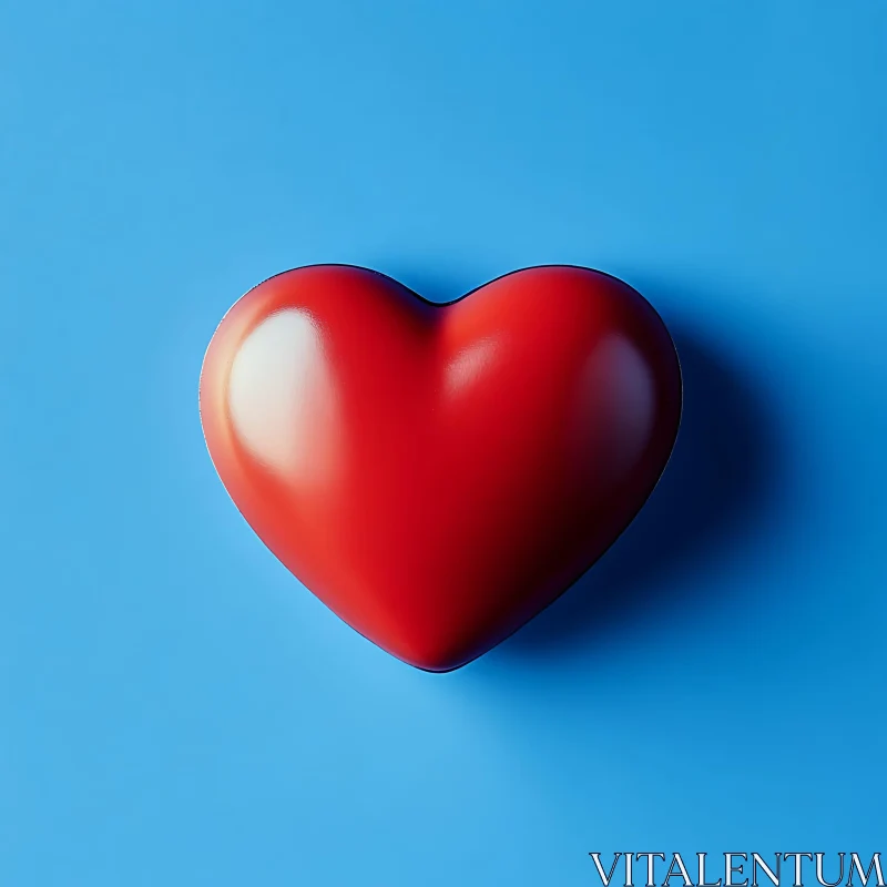 AI ART Red Heart on Blue Canvas