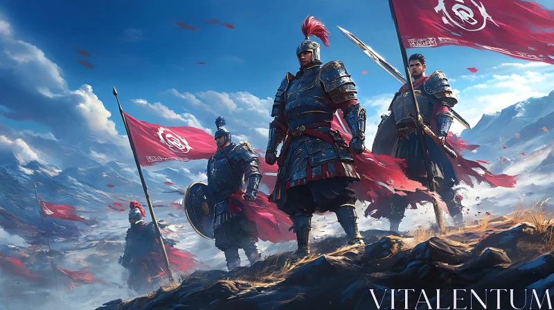 AI ART Armored Warriors with Flags