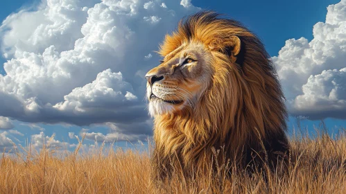 Regal Lion in the Savanna