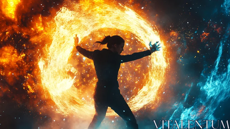 Woman Between Fire and Ice AI Image