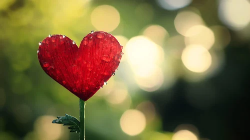 Love Petal: Heart-Shaped Flower with Dew