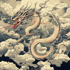 Serpentine Dragon in the Sky